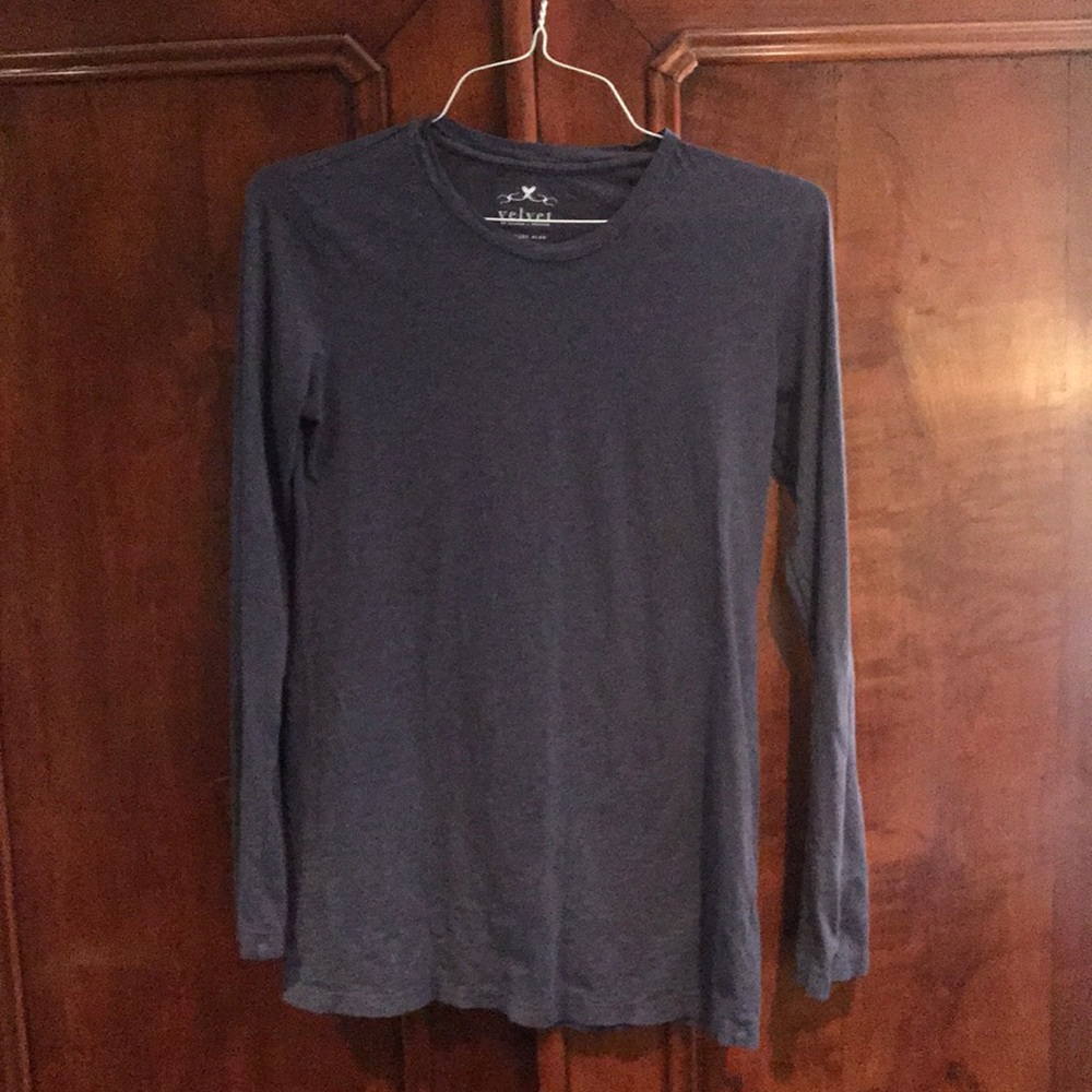 Velvet slub cotton long sleeve T-Shirt